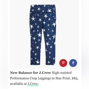 New Balance x J.Crew performance leggings, size S